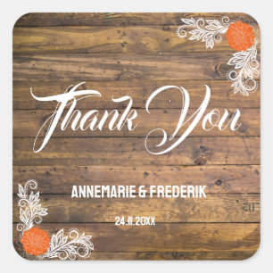 Sticker Carré Bois et fleurs rustiques