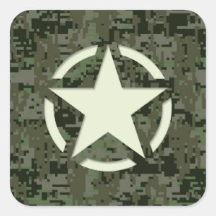 Sticker Carré Bois numérique Star Stencil