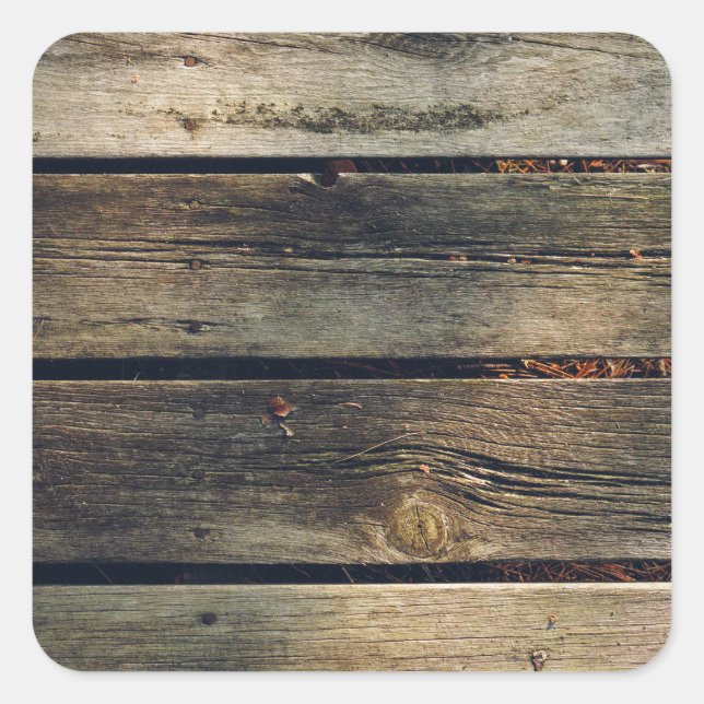 Sticker Carré Bois rustique (Devant)
