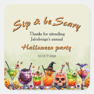 Sticker Carré Boissons Colorées Drôles Épouvantables Halloween F