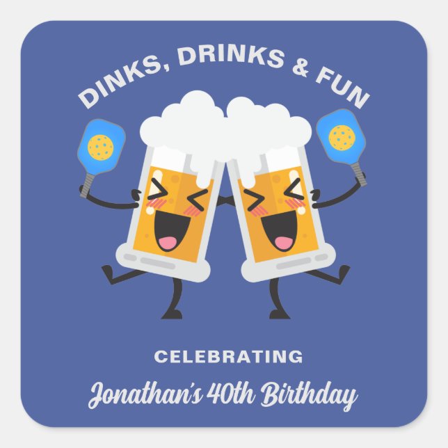 Sticker Carré Boissons et boissons Cartoon Beer Mugs Custom Pick (Devant)