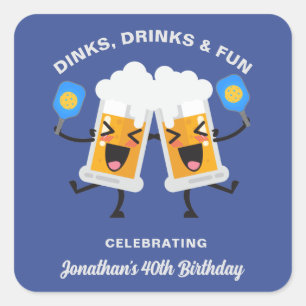 Sticker Carré Boissons et boissons Cartoon Beer Mugs Custom Pick