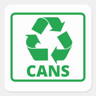 Sticker Carré Boîtes vertes à panneau de recyclage