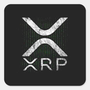 Sticker Carré Boîtiers XRP - Cryptodevise - Code binaire - XRP