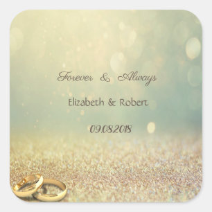 Sticker Carré Bokeh scintillant élégant, Bagues  Mariage