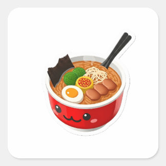 Sticker Carré Bol à ramen 3D mignon Kawaii pour les amateurs de