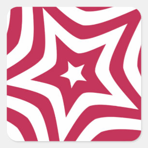 Sticker Carré Bold & Bright Red & White Star dans un Motif vecto