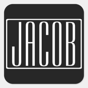 Sticker Carré Bold & Modern Your name or Word   White On Black