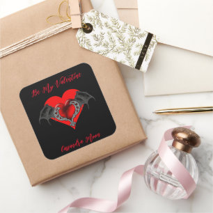 Sticker Carré Bold Red Heart Valentine's Personnalisé