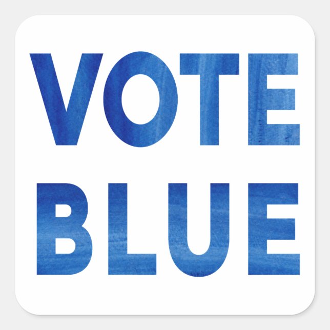Sticker Carré Bold Vote Blue watercolor texte politique (Devant)