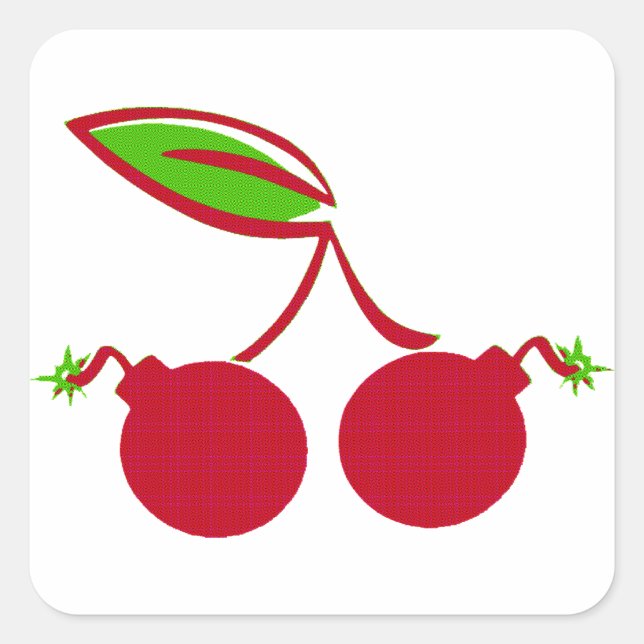 Sticker Carré Bombe cerise (Devant)