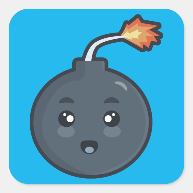 Sticker Carré Bombe de Kawaii (Devant)