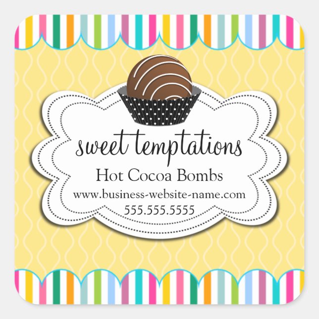 Sticker Carré Bombes au chocolat au cacao chaud (Devant)