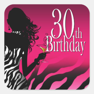 Sticker Carré Bombshell Zebra 30e anniversaire Fuschia