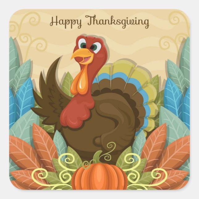 Sticker Carré bon thanksgiving (Devant)