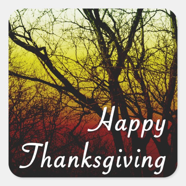 Sticker Carré bon thanksgiving (arbre fantôme) (Devant)
