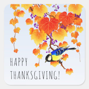 Sticker Carré Bon thanksgiving Automne Vin De Raisin Super Tit O