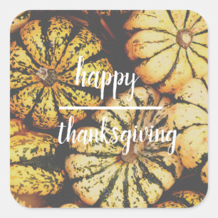 Sticker Carré Bon thanksgiving citrouille