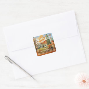 Sticker Carré Bon thanksgiving d'aquarelle de ferme personnalisé