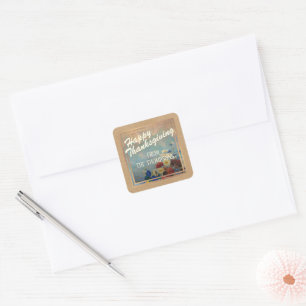 Sticker Carré Bon thanksgiving d'aquarelle florale personnalisé