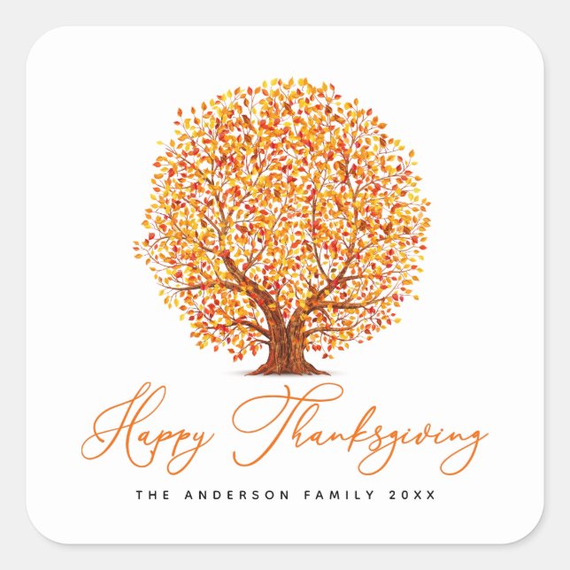 Sticker Carré bon thanksgiving d'arbres d'automne (Devant)