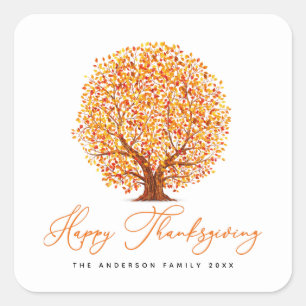 Sticker Carré bon thanksgiving d'arbres d'automne