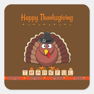 Sticker Carré Bon thanksgiving, design populaire,