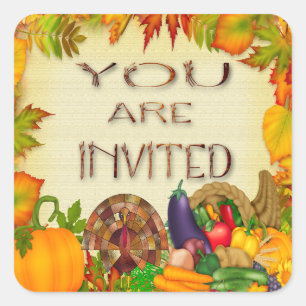 Sticker Carré Bon thanksgiving Enveloppe Phoques