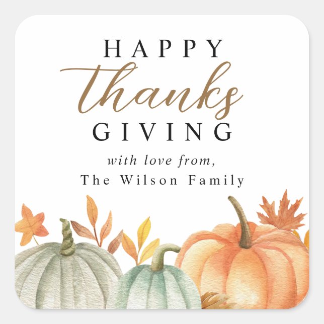 Sticker Carré Bon thanksgiving moderne Chute Foliing (Devant)