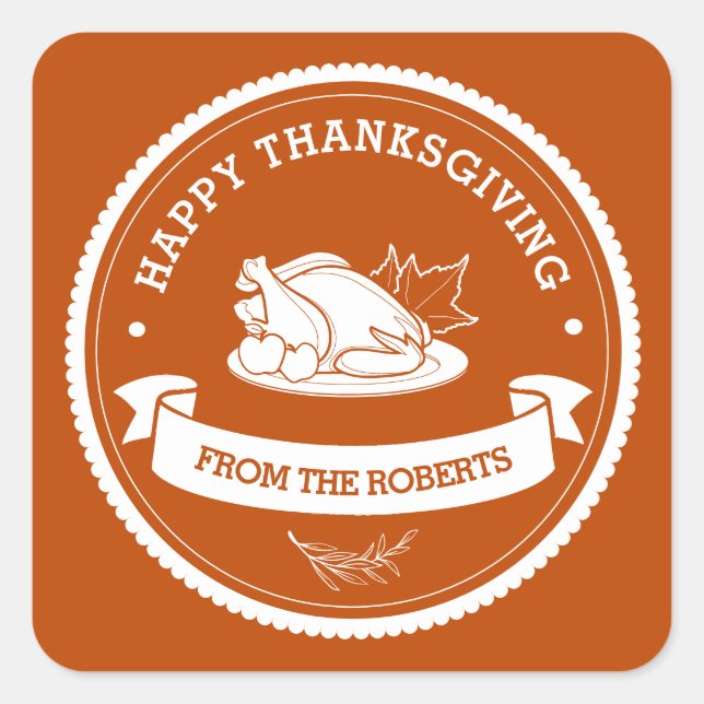 Sticker Carré Bon thanksgiving moderne Orange (Devant)