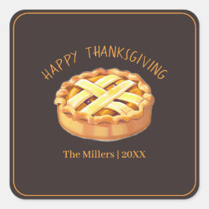 Sticker Carré Bon thanksgiving Pomme tarte personnalisée