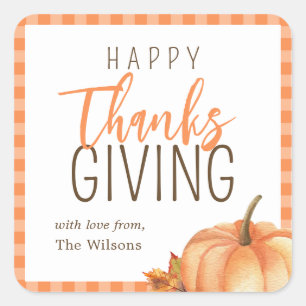 Sticker Carré Bon thanksgiving simple   Feuillage d'automne