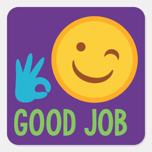 Sticker Carré Bon travail Emoji (Devant)