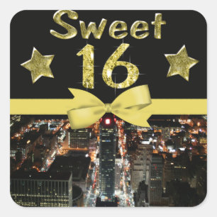 Sticker Carré Bonbon de scintillement 16 à étoiles dans des