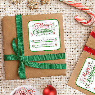 Sticker Carré Bonbons à la menthe de Noël