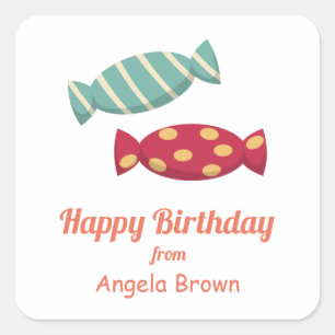Sticker Carré Bonbons/Café Godies d'anniversaire