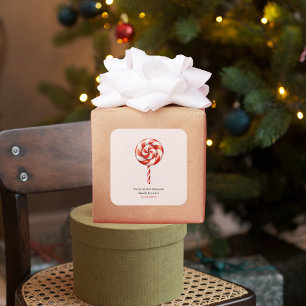 Sticker Carré Bonbons de Noël Lolipop Joyeux Noël