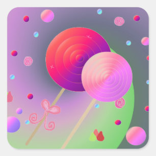 Sticker Carré Bonbons et sucettes