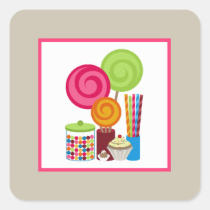 Sticker Carré Bonbons et sucreries