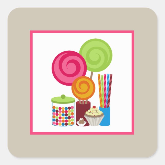 Sticker Carré Bonbons et sucreries (Devant)