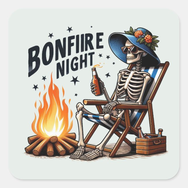 Sticker Carré Bonfire Night - Beach Camping (2) (Devant)