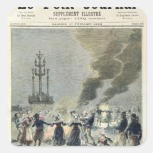 Sticker Carré Bonfires allumé pour célébrer le solstice d'été à