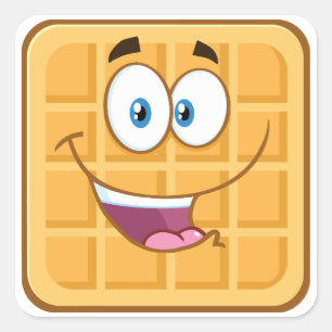 Sticker Carré Bonheur Gaufre Kawaii Sourire Nourriture de Petit