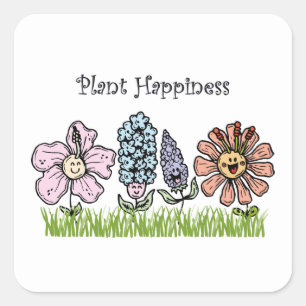 Sticker Carré Bonheur plante