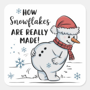 Sticker Carré Bonhomme de neige de Noël Comment les flocons de n