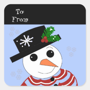 Sticker Carré Bonhomme de neige festif