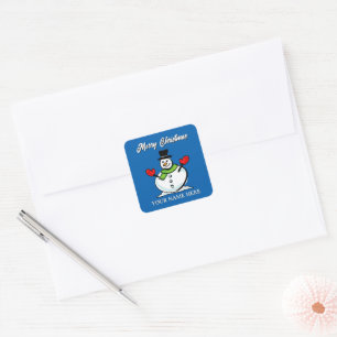 Sticker Carré Bonhomme de neige Frosty Noël personnalisé