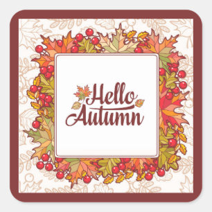 Sticker Carré Bonjour automne automne automne floral Thanksgivin