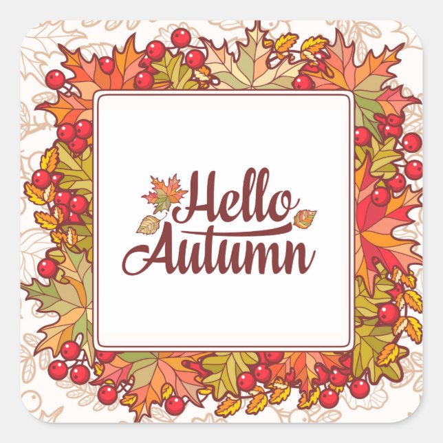 Sticker Carré Bonjour automne automne automne floral Thanksgivin (Devant)