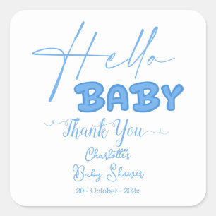 Sticker Carré Bonjour bébé Élégante Baby Shower